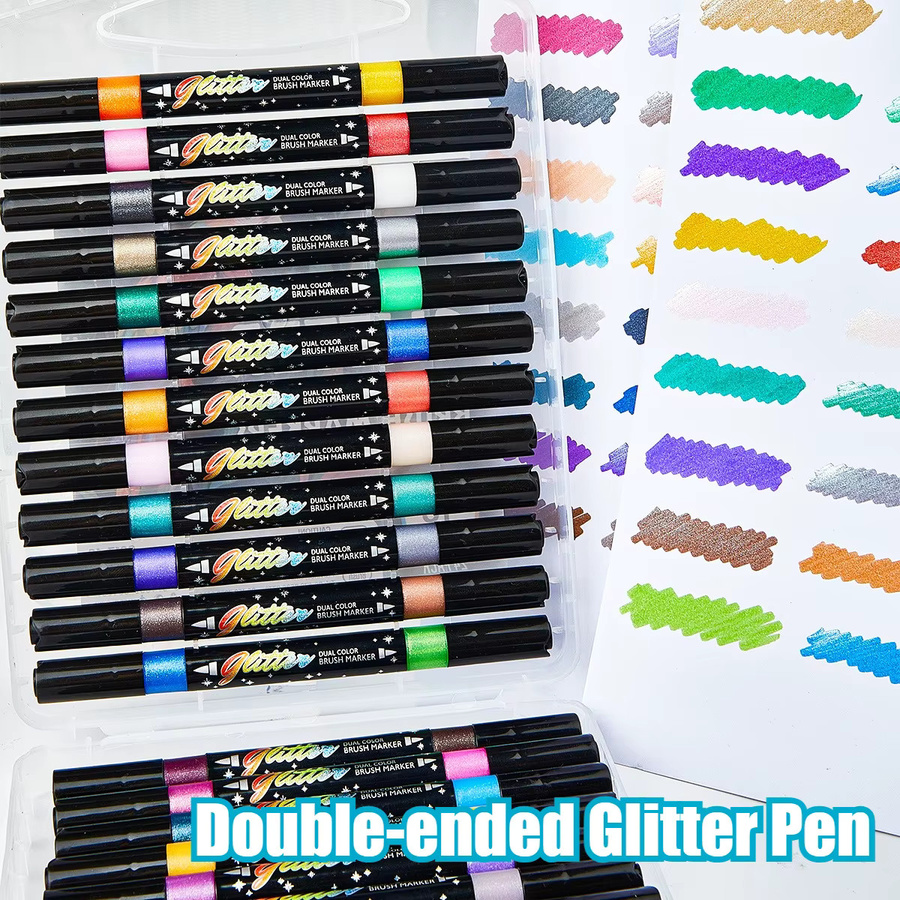 SHANDS Dual-Tip Metallic-Stifte in Multicolour mit Brush- und Fineliner-Spitze auf Wasserbasis für Scrapbooking und DIY-Projekte - Bild 2