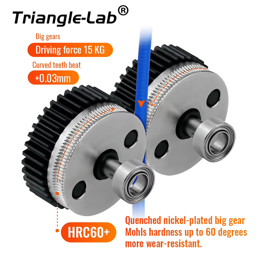 Trianglelab HGX-LITE Extruder-Getriebesatz aus gehärtetem Stahl in Silber für 1,75-mm-FDM-3D-Drucker ohne Gehäuse - Bild 4