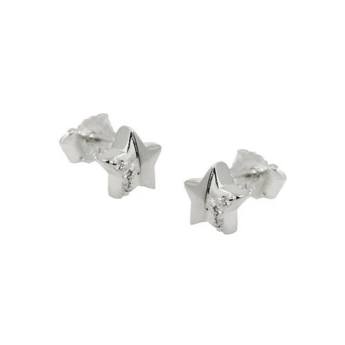 Colfem Ohrstecker Stern, 925 Silber, Zirkonia, teilmatt, Unisex - Bild 1