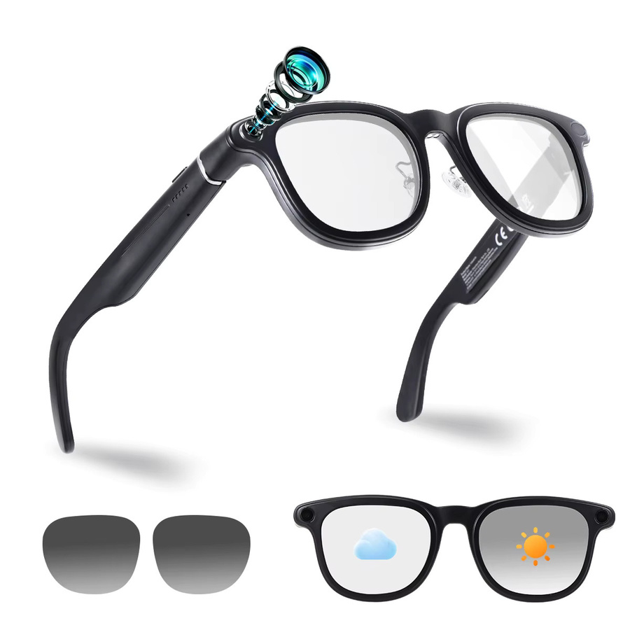 Hganus KI Smart Glasses mit Kamera und 3600 mAh Akku, Intelligente Übersetzung, Foto- und Videoaufnahme, Sonnenbrille in Schwarz, Kompatibel mit ChatGPT, App, WiFi 4 und Bluetooth 5.3 - Bild 6