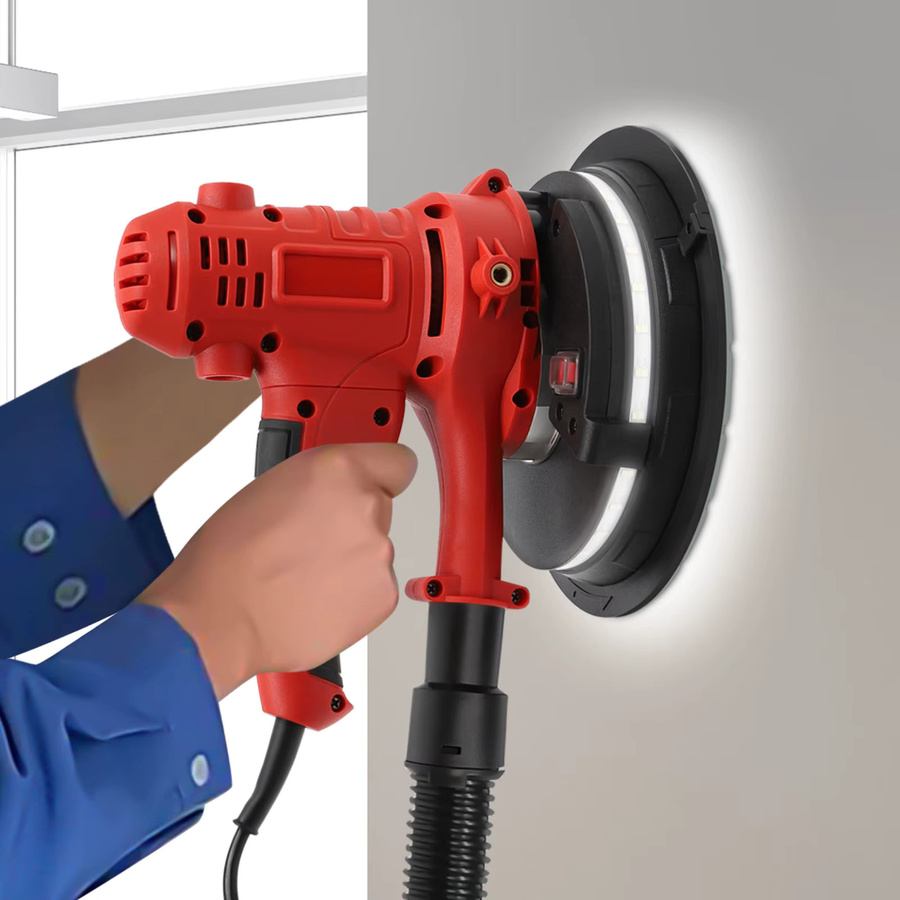 Bymaocar Tragbare Schleifmaschine und Poliermaschine in Rot mit 800W und 1200-2500 U/min für Trockenbauwände und Gipsdecken - Bild 2