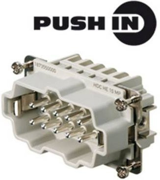 Weidmüller Stifteinsatz RockStar HDC HE 10 + PE Push-In-Klemme, Grau, 1873550000 - Bild 1