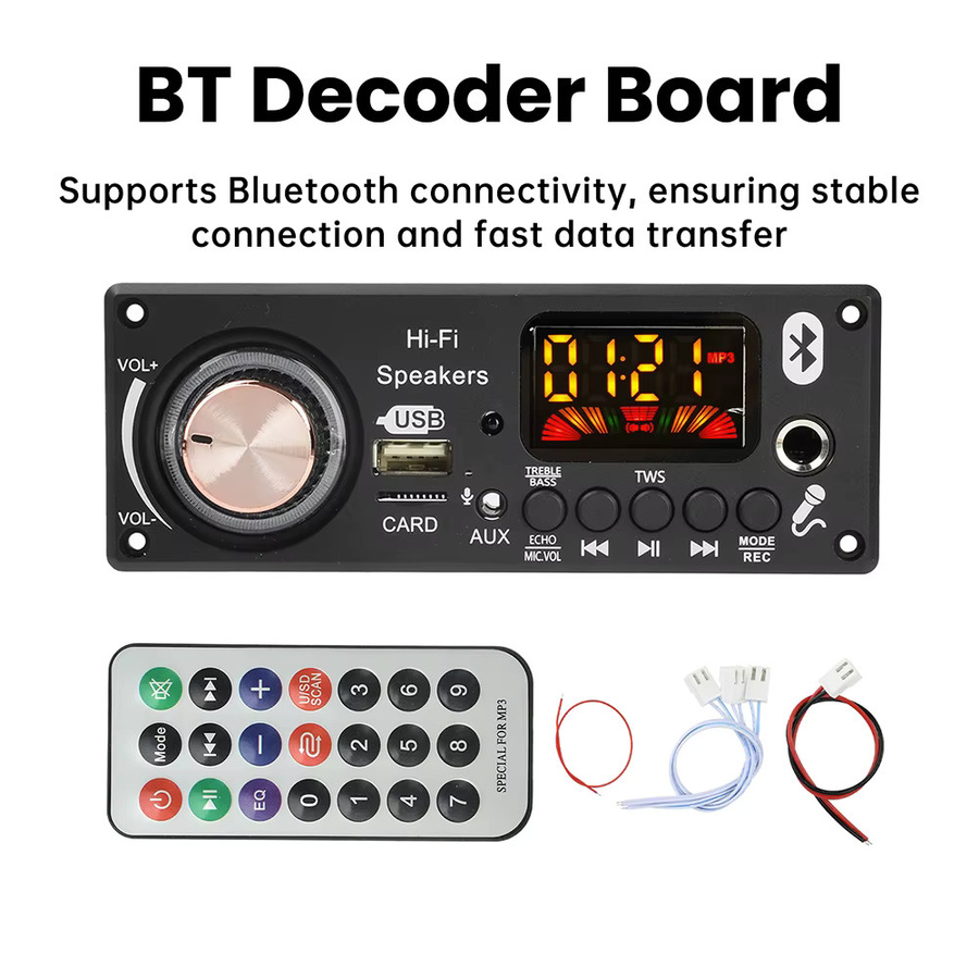 DC 12V MP3 Bluetooth Decodierplatine D187BT mit TPA3116D2 Verstärker, BT 5.3 für Auto-Audio, 2x50W + 100W - Bild 2
