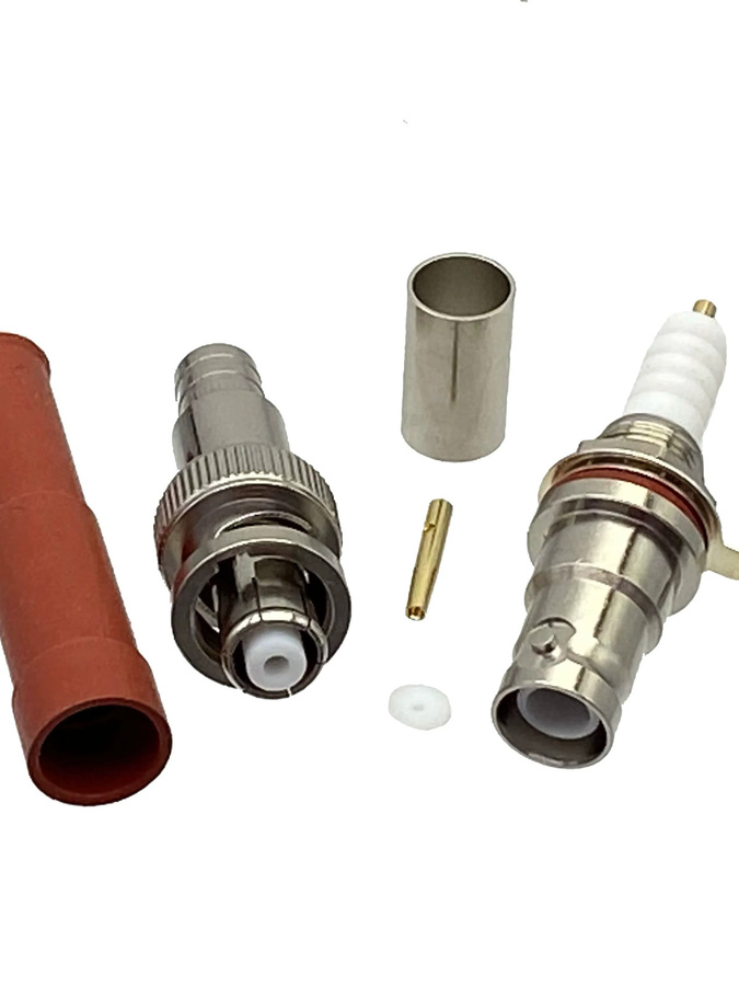 RP-BNC Stecker und Buchse Set mit Schott SHV 5000V Hochspannung RF Koaxial Adapter in Silber für RG5 RG6 Kabel und Audio Lautsprecher - Bild 2