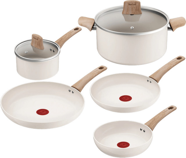 Tefal Cera Bright ON 5-teiliges Topf- und Pfannenset mit Keramikbeschichtung in Weiß - Bild 1