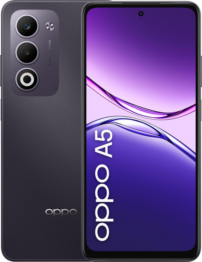 OPPO A5 Smartphone mit 16,9 cm (6,67") Display, 6 GB RAM, 128 GB Speicher, 50 MP Kamera, Android 15, Violett - Bild 1