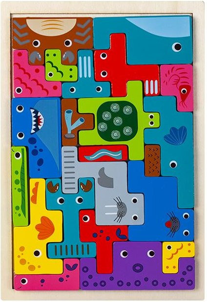 Bai Fen Bai dolls and toys Montessori Tierfiguren Transport Holzpuzzle, ab 3 Jahre - Bild 1