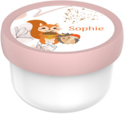 Mepal Fruchtbox mit Besteck in Pink, Motiv Eichhörnchen, Igel und Waschbär, 300 ml - Bild 1