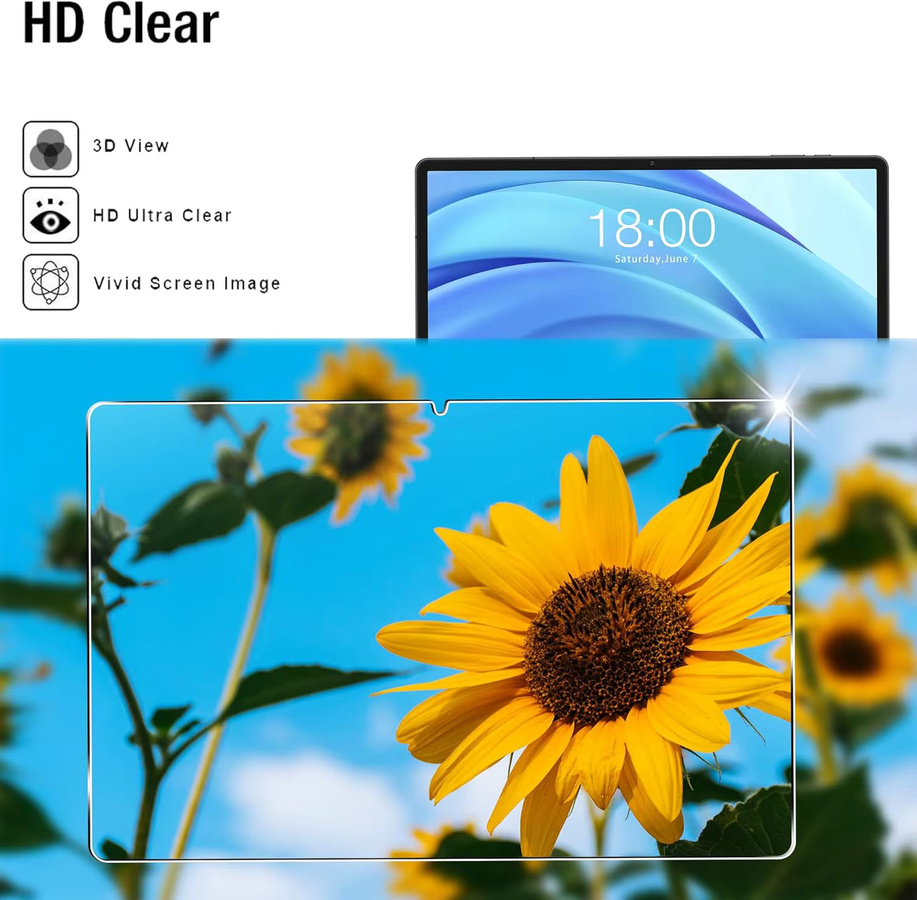 TECLAST Displayschutzfolie aus gehärtetem Glas für T50HD, T50Plus und T50Max 11 Zoll, transparent, 9H HD klar und anti-fingerabdruckgeschützt - Bild 2