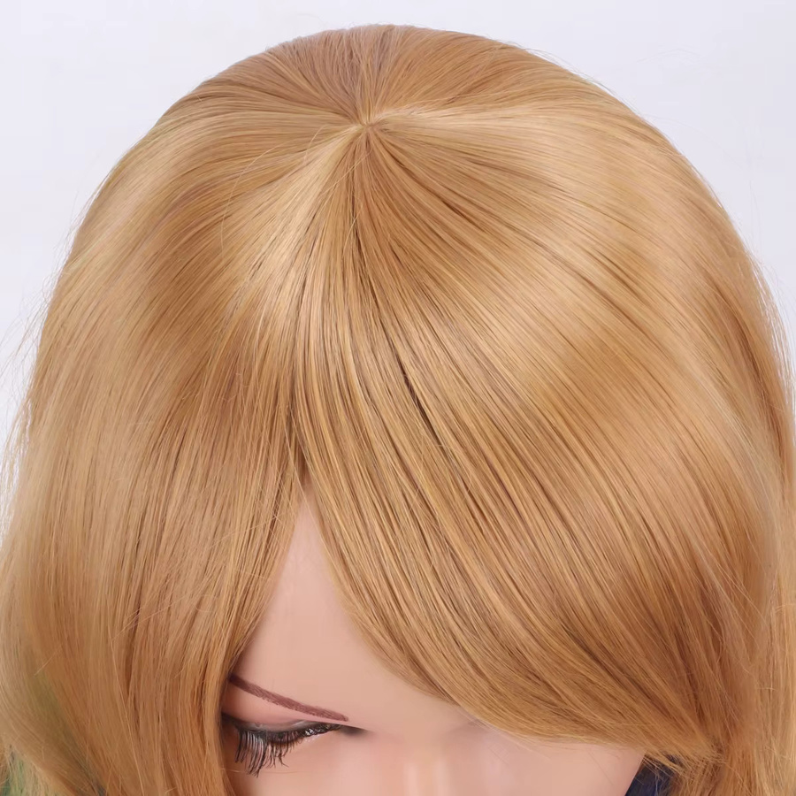 Zhushengda Vollkopf-Perücke, Kunstfaser, hellgoldene lange Haare - Bild 3