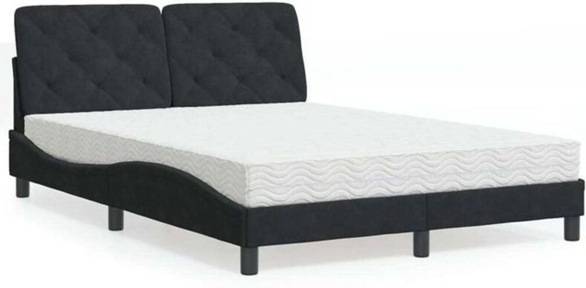 Polsterbett vidaxl aus Samt in Schwarz mit Matratze B/B: 120 x 200 cm - Bild 1