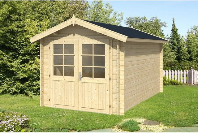 Alpholz Gartenhaus Bremen-28 C mit Satteldach, imprägniert, Farbe: Beige, B/T/H: 374 x 230 x 245 cm - Bild 1