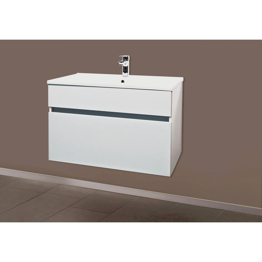 Sanotechnik Waschbeckenunterschrank Weiß mit Soft-Close-Türen und Regalfächern, Breite: 79,6 cm, Tiefe: 46,0 cm, Höhe: 60,0 cm - Bild 2