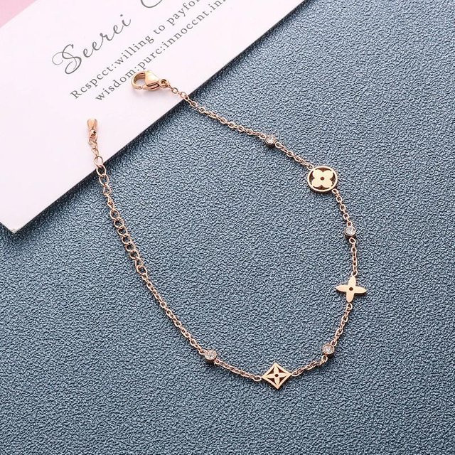 Hui Ran Armband, Kleeblatt, Edelstahl, Roségold, Zirkonia, Damen - Bild 1