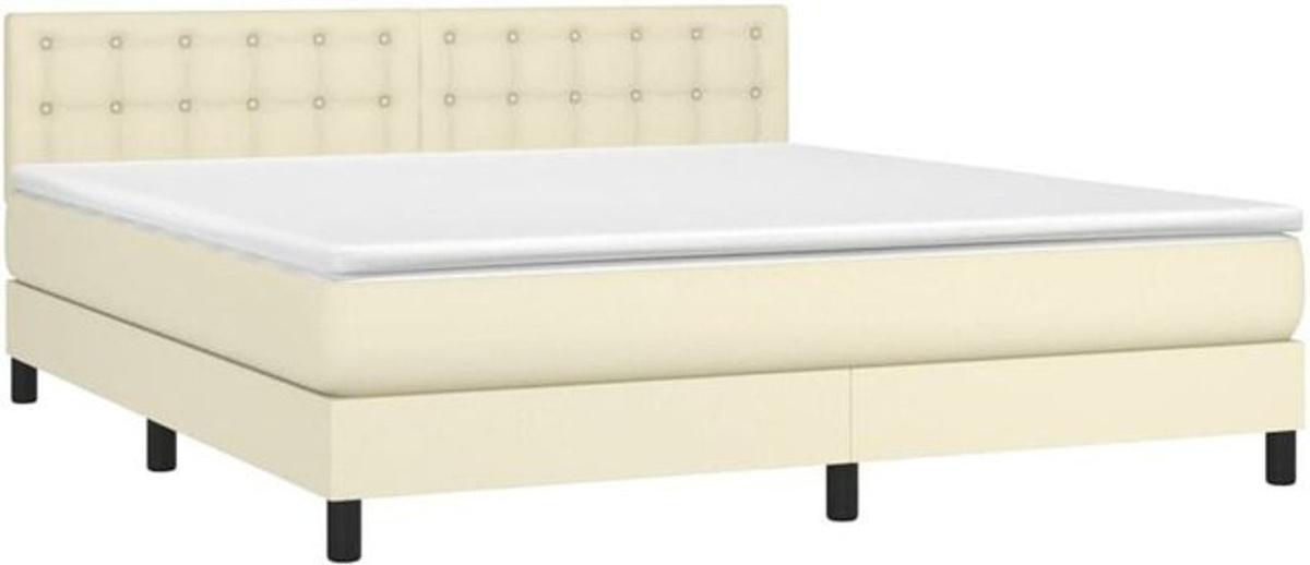 vidaxl Boxspringbett mit Matratze in Beige aus Kunstleder, B/T/H: 180 x 200 x 88 cm - Bild 1