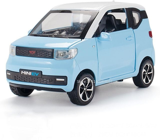 Linyi toy car Wuling Hongguang Mini EV Binguo Auto, Spielzeugmodell, 1:24, mit Licht und Geräusch, grau, ab 14 Jahren - Bild 1