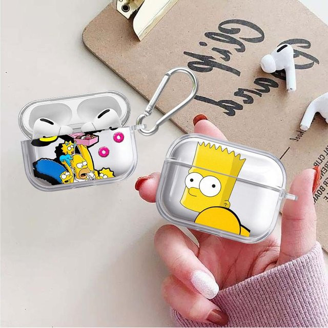 Transparente Kopfhörerhülle im Simpsons Design für Apple AirPods Pro 1 2 3 4 - Bild 1