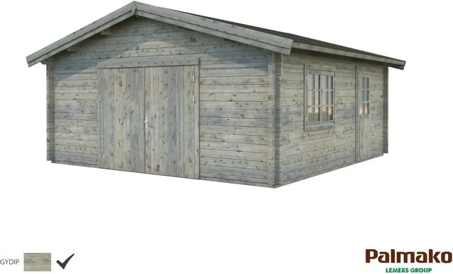 Palmako Holzgarage Roger aus Fichte mit Holztor in Grau, B/T: 540 x 540 cm - Bild 1