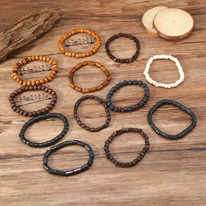 Armband-Set Herren, Holz, Perlen, Bunt - Bild 2