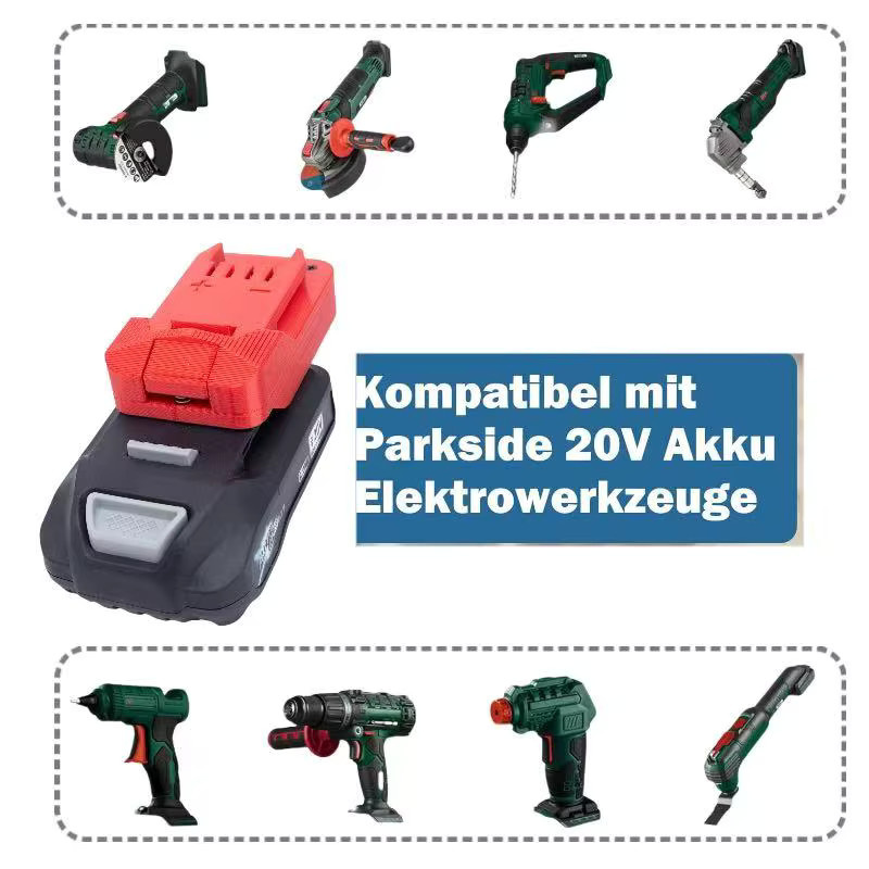 Batterieadapter für Aldi Ferrex Activ Energy in Rot, kompatibel mit Parkside Lidl Tools Converter - Bild 3