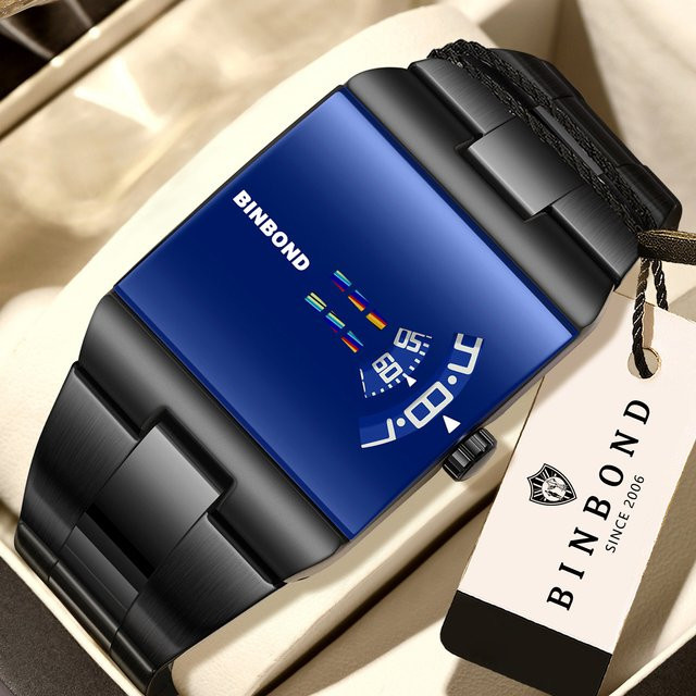 BINBOND Digitaluhr, Quarz, Edelstahl, Blau, Schwarz, Herren - Bild 1