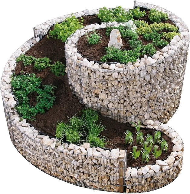 Bellissa Gabionen-Kräuterspirale Groß aus Zink-Aluminium, B/T/H: 80 x 200 x 150 cm - Bild 1