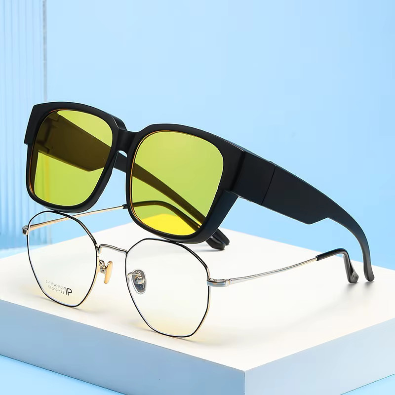 BMAD Clip-On Sonnenbrille, Vollrand, Square, Kunststoff, Schwarz, Unisex - Bild 1