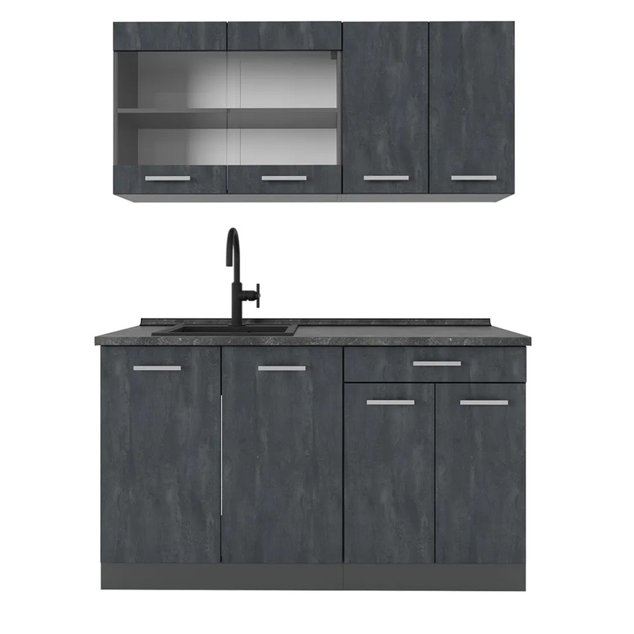 Vicco R-Line Singleküche in Schwarz und Anthrazit, Breite: 140 cm - Bild 3