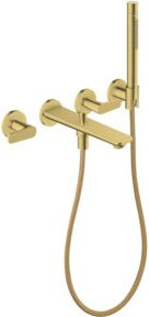 Hansgrohe Axor Citterio cub cut 3-Loch-Wannenarmatur mit zwei Griffen, Wandmontage, Gold - Bild 1
