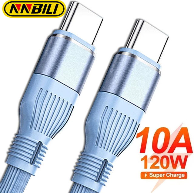 NNBILI 120W 10A Schnelles USB-A-zu-USB-C und USB-C-zu-USB-C Ladekabel für Hochgeschwindigkeits-Datenübertragung in Grün und Blau - Bild 1