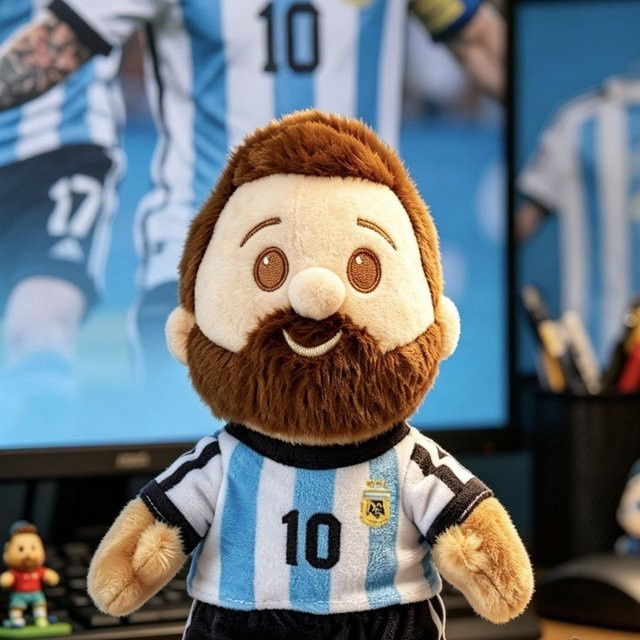 Bandai Messi Fußballstar Plüschpuppe, Stofftier, 18cm - Bild 1