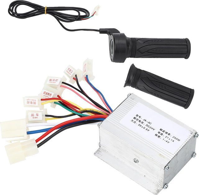 Universal E-Bike Zubehör Set mit 24V 250W bürstenlosem Controller und Daumengasgriff in Weiß - Bild 1