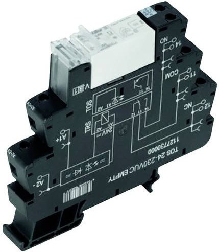Weidmüller TRS 60VUC 1CO Koppelrelais 60V DC/AC 16A 1 Wechsler Schwarz 10 Stück - Bild 1