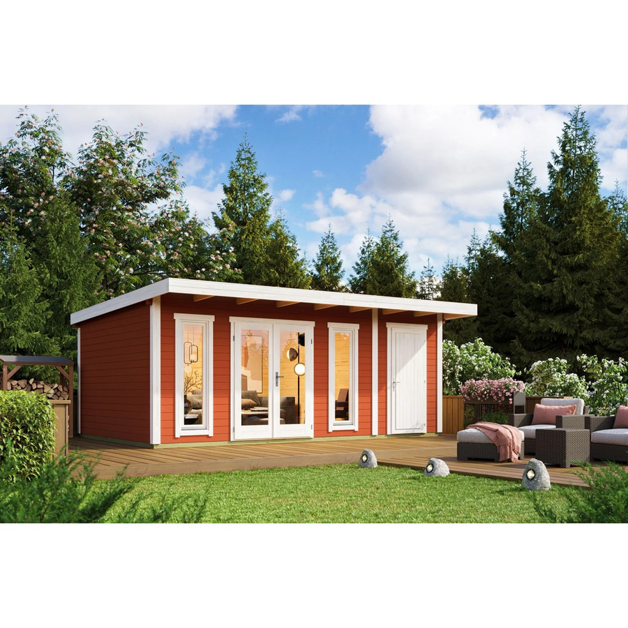 Lasita Gartenhaus Sicily Maja in Schwedenrot mit Flachdach, B/H/T: 595 x 228 x 440 cm - Bild 2