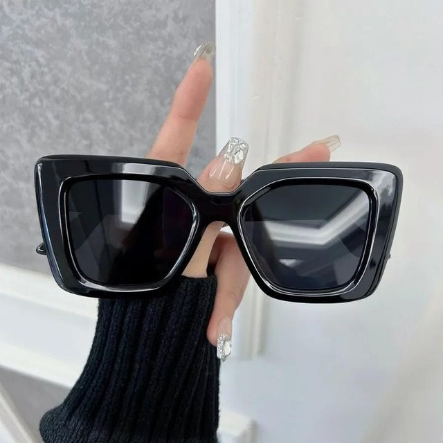 Retro Quadratische Sonnenbrille, Vollrand, Kunststoff, Unisex, grau - Bild 1