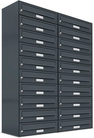 AL Briefkasten für 20 Parteien, Aufputzmontage, grau, B/H/T: 76,6 x 115 x 27,5 cm - Bild 1