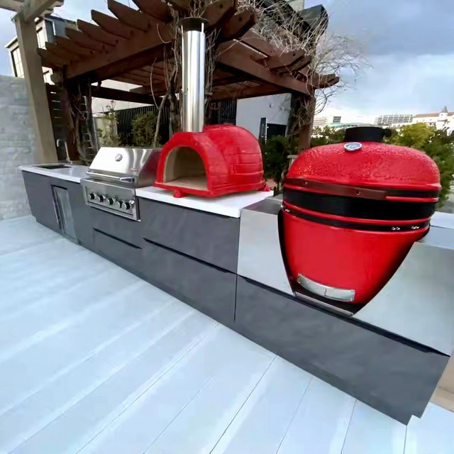 Modularer Outdoor-Schrank aus Edelstahl mit Pizzaofen für deine Außenküche in Orange - Bild 1