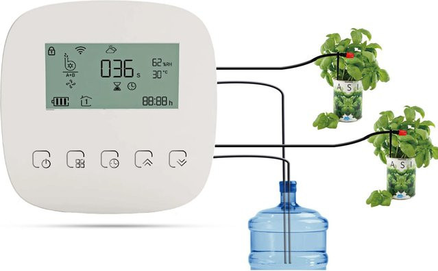 TOMTOP JMS Automatisches Bewässerungssystem mit Doppelpumpensystem, WiFi, Sprachsteuerung und manueller Steuerung, Weiß - Bild 1