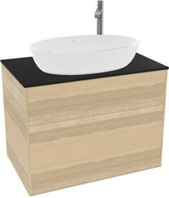 V&B Waschtischunterschrank Finion mit Wandbeleuchtung in Oak Veneer Braun, Breite: 80 cm, Tiefe: 50,1 cm - Bild 1