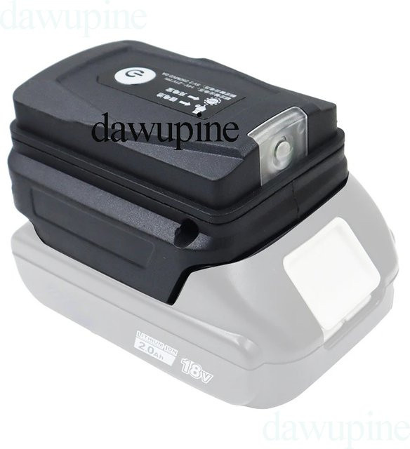 Dawupine Li-Ion Batterie Fall Adapter für Makita 18V mit Dual USB Ports als Power Bank und LED Arbeitslicht in Schwarz - Bild 1