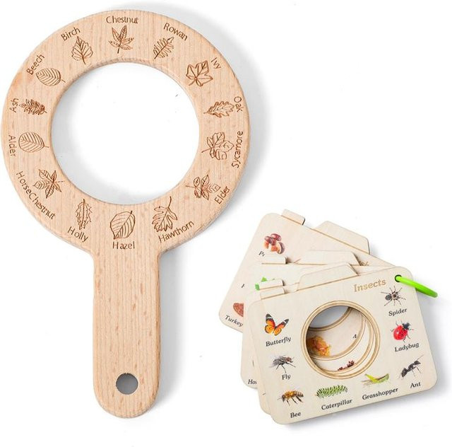 Binchi Holz Montessori Spielzeug Lupe, beige - Bild 1