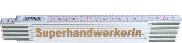 Stabila Zollstock aus Holz mit Lasergravur Superhandwerkerin, weiß, Länge: 2 m - Bild 1