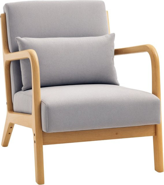 HOMCOM Sessel mit Armlehnen aus Polyester in Grau, B/T/H: 61 x 78 x 76 cm - Bild 1
