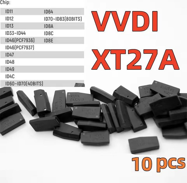 10 Stück VVDI XT27A Transponder-Chips für ID46, ID40, ID43, ID4D, ID8C, ID8A, T3 und T47 in Schwarz - Bild 1