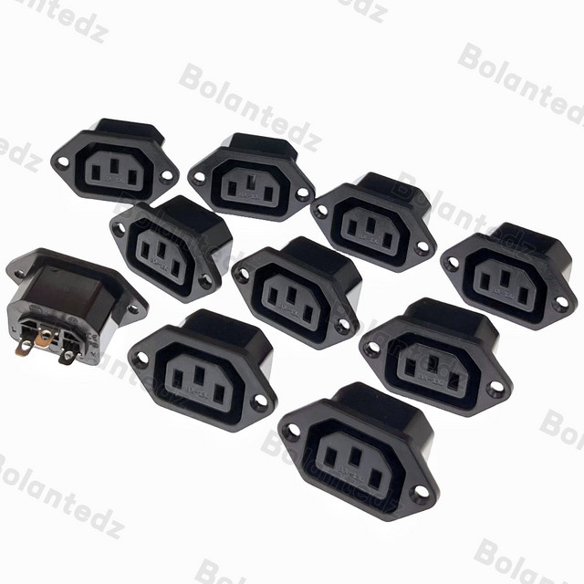 Bolantedz IEC 320 C13 Panel Power Inlet Buchse, 3 Pins, Schwarz - Bild 1