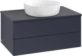 V&B Waschtischunterschrank Antao ohne Frontstruktur mit Beleuchtung in Blau lackiert B/T/H: 80 x 36 x 50 cm - Bild 1