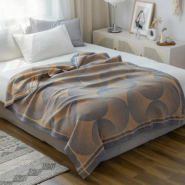 Super Six Sommer-Musselin-Steppdecke aus Baumwolle in Blau, dekorative Tagesdecke für dein Doppelbett, B/B: 150 x 200 cm und 200 x 230 cm - Bild 1