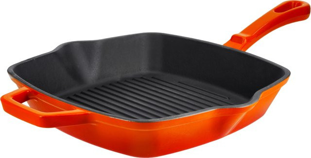 SILVERCREST Premium-Gusseisenpfanne Grillpfanne eckig aus emailliertem Gusseisen in Orange - Bild 1