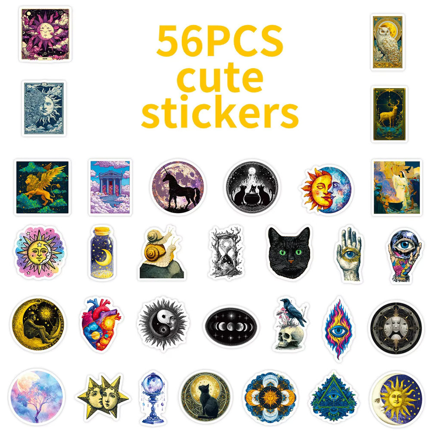 56 Stück Vintage Cartoon Graffiti Aufkleber von BulingBulingStickers Store, wasserfeste PP-Sticker in Multicolour für Handy und Laptop - Bild 3