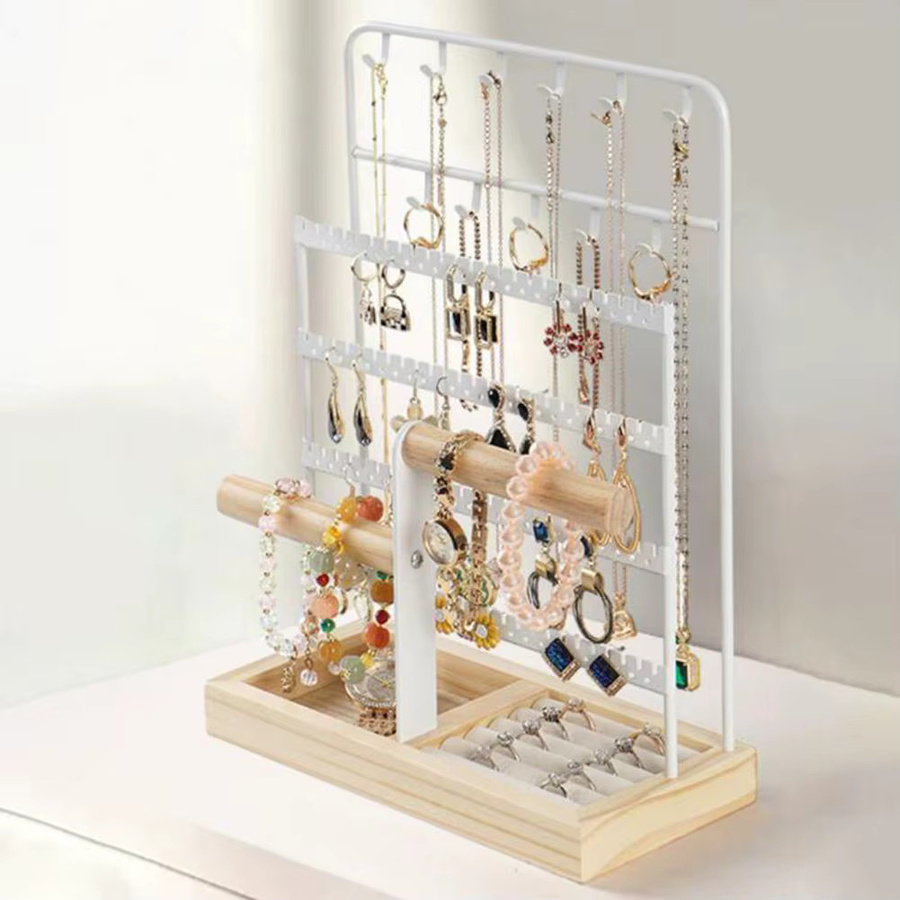 BLUELANS Schmuckständer aus Metall in Weiß für Ohrringe, Ringe, Halsketten und Armbänder als Organizer und Ausstellungsständer - Bild 2